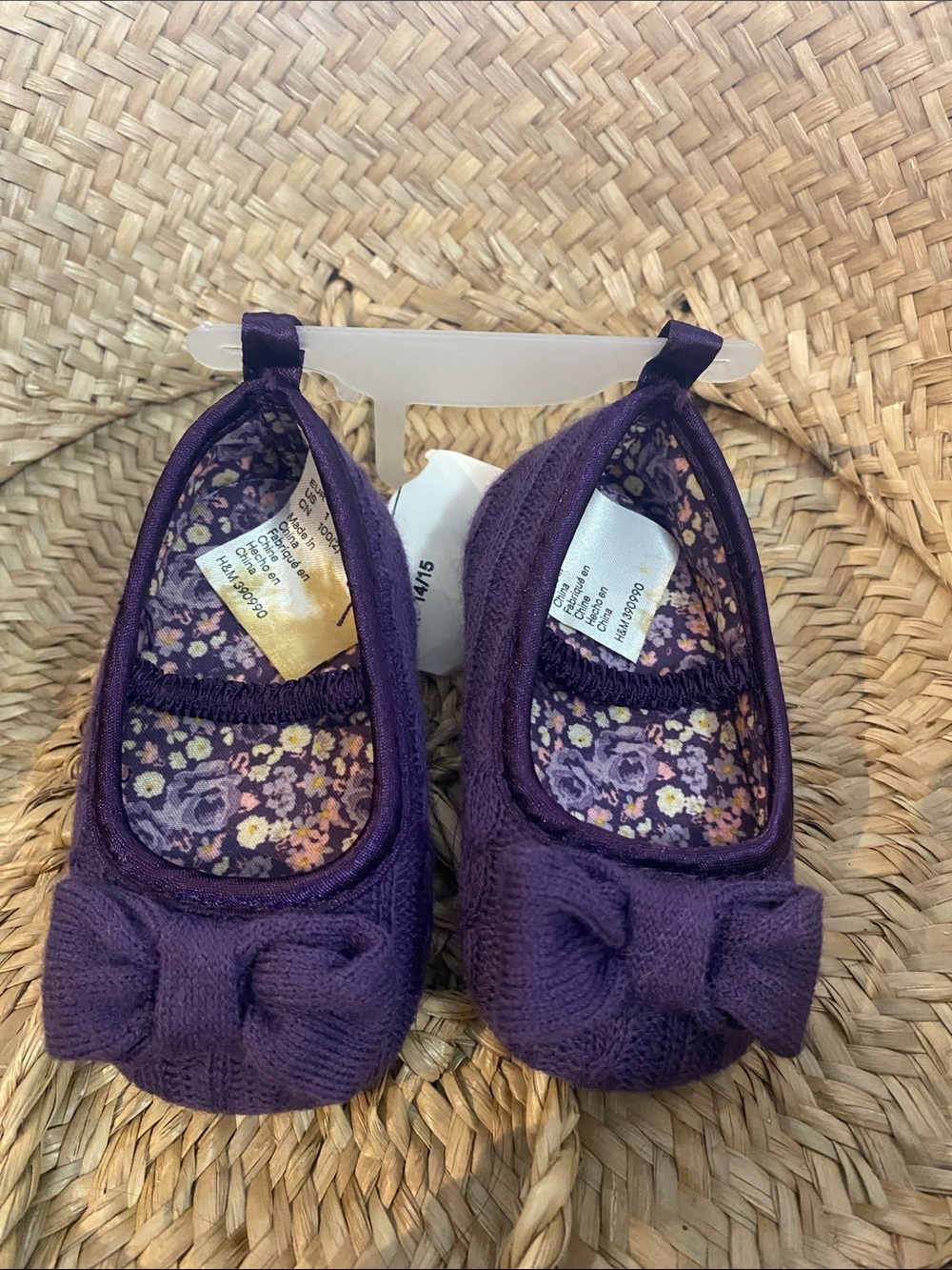 H&M ARCHIVAL DEADSTOCK Purple Knit Mary Jane Ballet Flats – Size 14/15 (US 1)